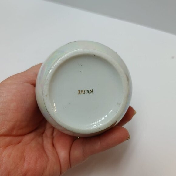 Vintage Pearlescent Porcelain Hand Painted Lusterware Pitcher 5" Japan - Picture 4 of 6